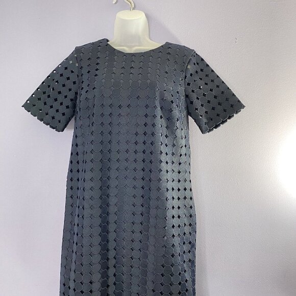Banana Republic Dress Womens 8P Navy Shift Circle Lace Overlay Preppy Pockets - Picture 2 of 16